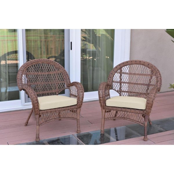 Jeco W00210-C-2-FS001 Santa Maria Honey Wicker Chair with Ivory Cushion W00210-C_2-FS001